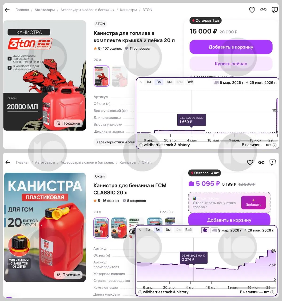 На фоне дефицита топлива цены на 20‑литровые канистры резко выросли: некоторые модели подорожали почти в десять раз, продажи увеличились, а в регионах вводят ограничения на отпуск бензина в ёмкостях.