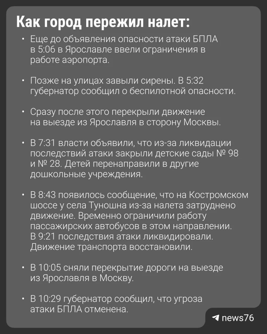 Утром в Ярославской области произошла атака беспилотников: погиб один человек и 27 пострадали.